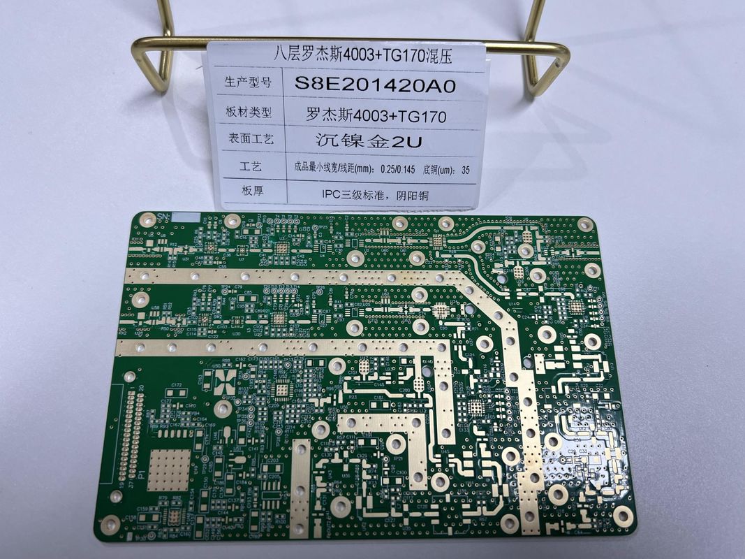 1.6mm Rogers Circuit Board 8 lagen R4003+FR4 TG170 IPC3 Gemengd impedans En VIPPO