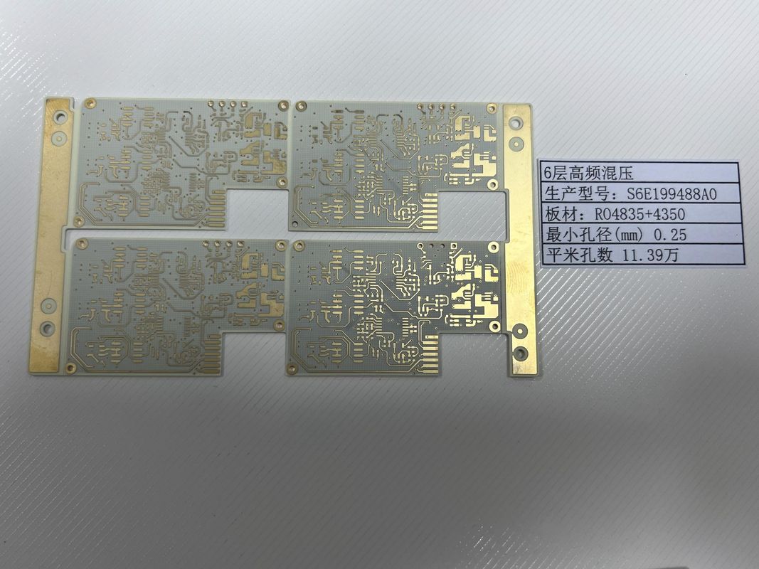 100% elektrische test Rogers PCB-bord met gouden afwerking 6 lagen RO4835+4350 mengsel