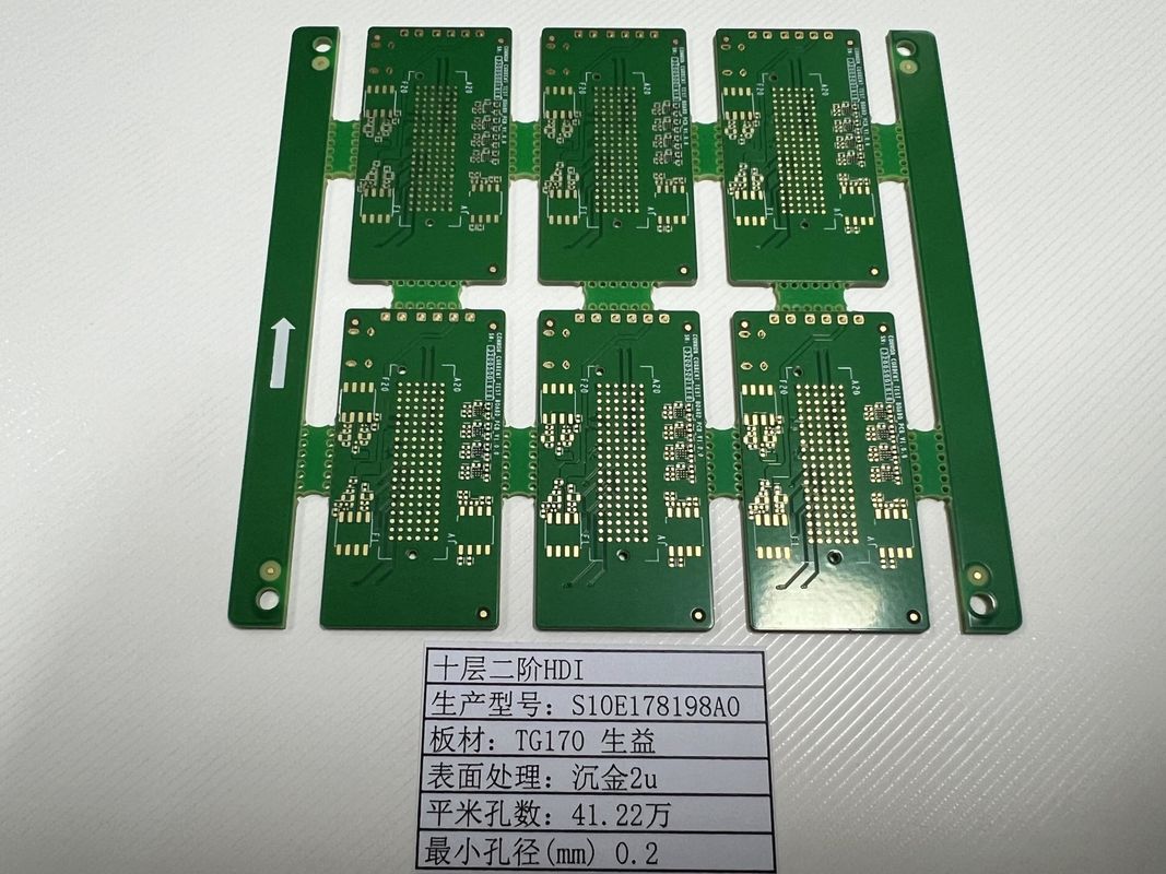 10L HDI-PCB-bord 2+N+2 met minimaal spoor 3/3mil Board 0.4-3.2mm SHENGYI TG170 ENIG3-8U