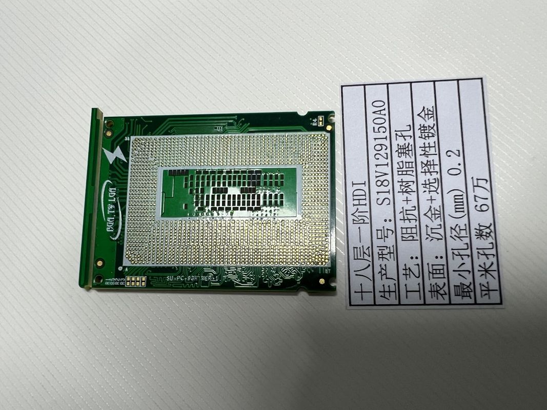 18 lagen High Density Interconnector High Speed PCB Board binnen 10 1 Aspect Ratio vipppo ENIG + flash Goud