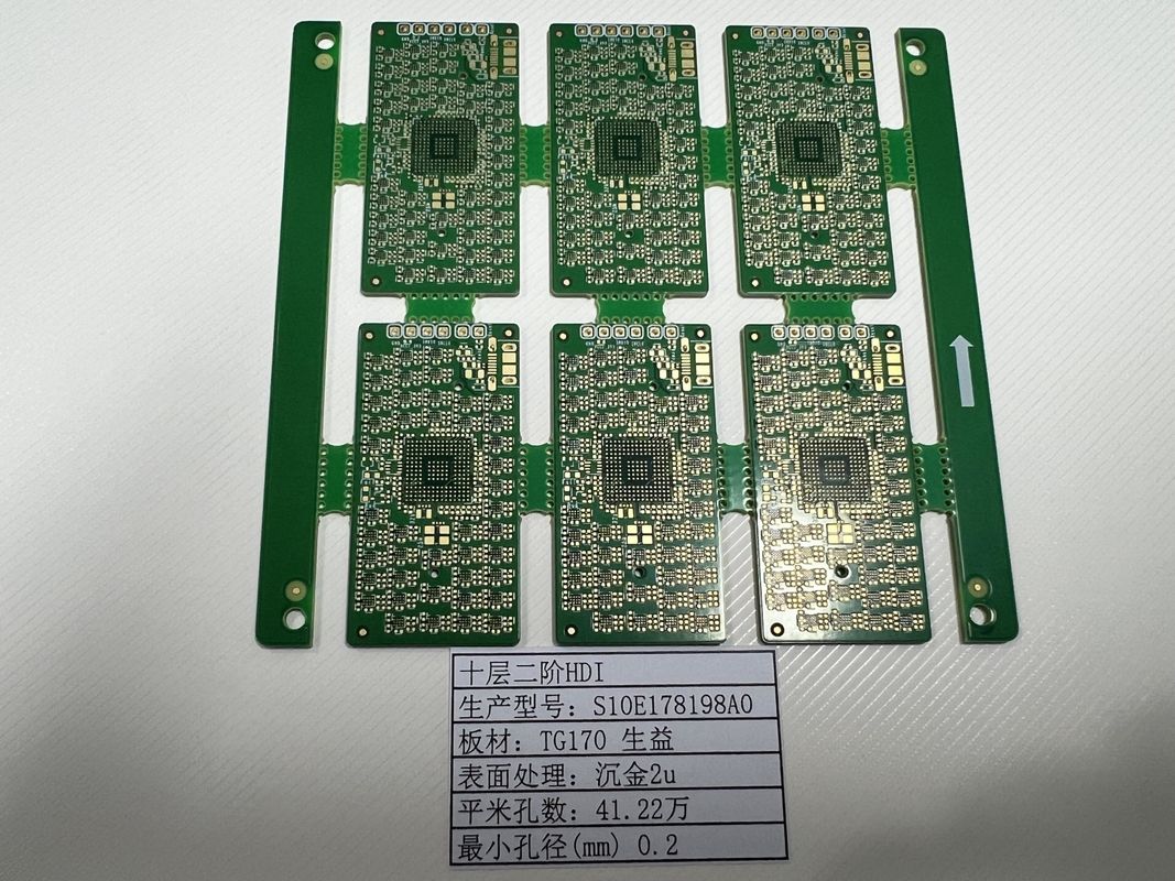 OEM HDI-circuit board 10 laag 2+N+2 X-straal getest Ultra dun 0.2mm-6.00mm