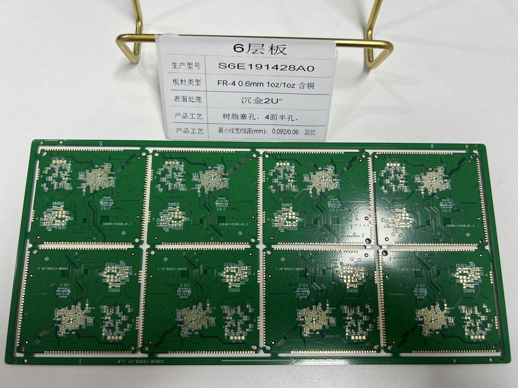 Duurzaam HDI-PCB-bord 6-32 laag HDI Vier zijden Halve gaten Lasergat Grootte 0,075 mm