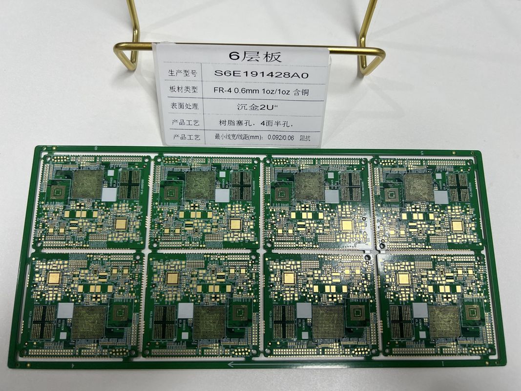 6 lagen lamp stopcontact HDI Rigid Flex Pcb Half Hole 3/3Mil Impedantiebeheersing