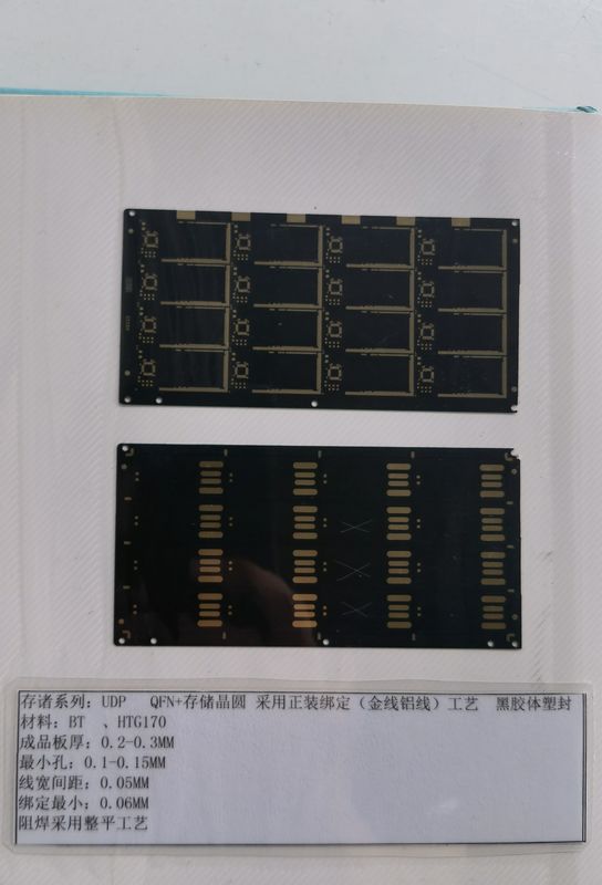 Rigid 2Layer Black Solder Mask PCB 0.1mm Trace Spacing IC Substraten SD kaart zonder BT Materials