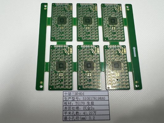 OEM HDI-circuit board 10 laag 2+N+2 X-straal getest Ultra dun 0.2mm-6.00mm